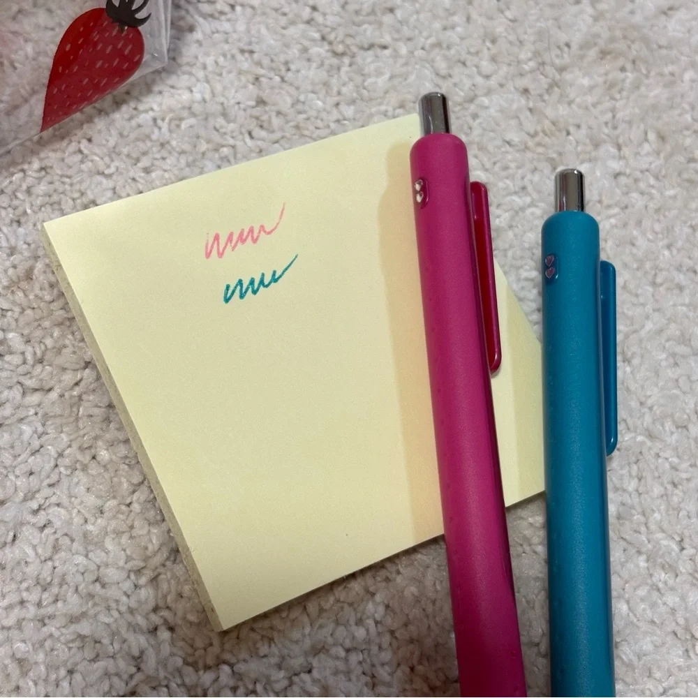Strawberry Clear Pencil Case with Pens